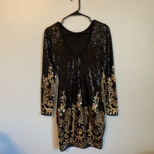 Chico Black & Gold Sequence Dress